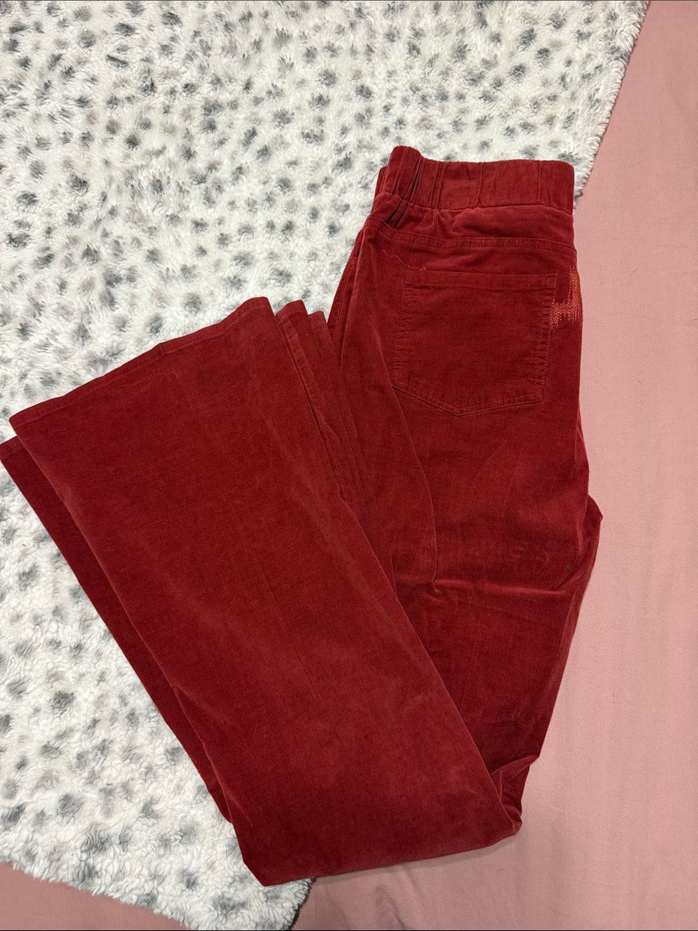 EARTHBOUND Deep Red Corduroy Wide-Leg Pants